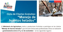 Como parte del paquete de medidas para apoyar a los agricultores que se vieron afectados por las heladas de septiembre pasado, el Ministerio de Agricultura —a través de la Fundación para la Innovación Agraria (FIA)— dará inicio el 5 de noviembre a un ciclo de charlas gratuitas que buscan capacitar a los productores para que mejoren el manejo de sus huertos en caso de enfrentar este tipo de fenómenos climáticos.